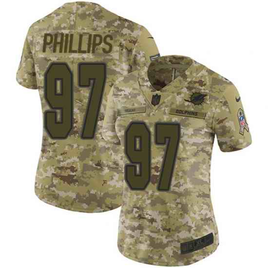 Nike Dolphins #97 Jordan Phillips Camo Women Stitched NFL Limited 2018 Salute to Service Jersey